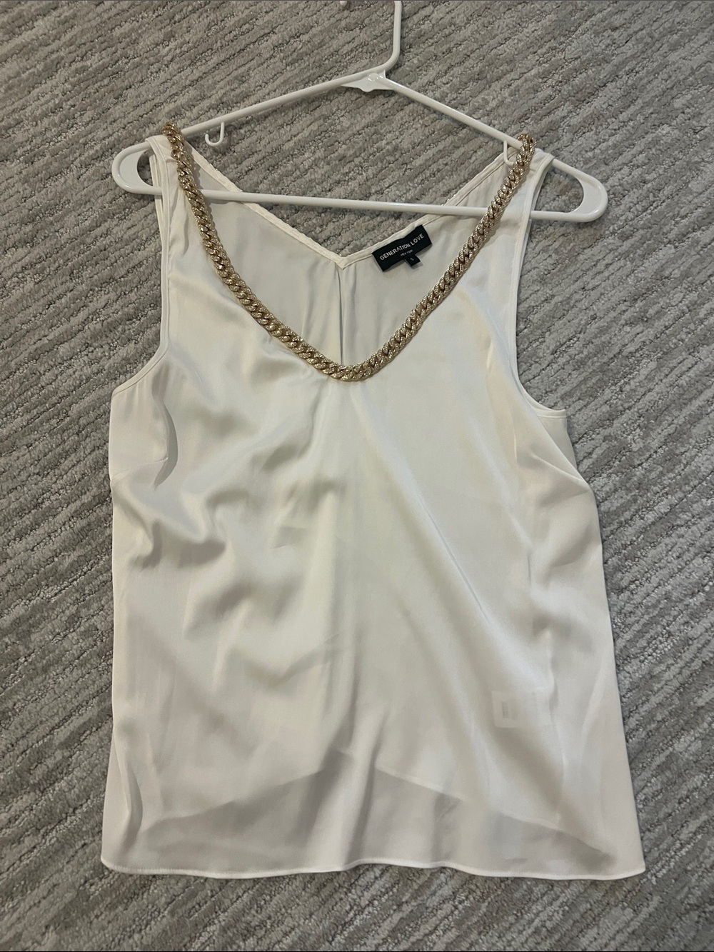 Generation Love White Camisole with Gold Chain Trim